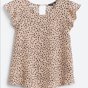PAPERMOON Beige top with black polka-dots